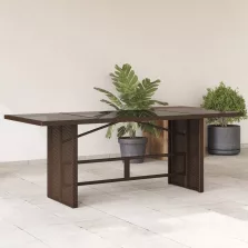   vidaXL barna polyrattan üveglapos kerti asztal 190 x 80 x 74 cm