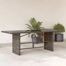   vidaXL szürke polyrattan üveglapos kerti asztal 190x80x74 cm