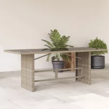   vidaXL szürke polyrattan üveglapos kerti asztal 190x80x74 cm
