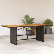   vidaXL fekete polyrattan akácfa lapos kerti asztal 190 x 80 x 74 cm
