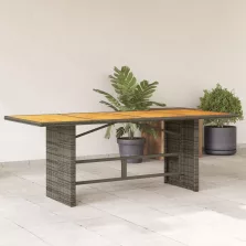   vidaXL szürke polyrattan akácfa lapos kerti asztal 190 x 80 x 74 cm