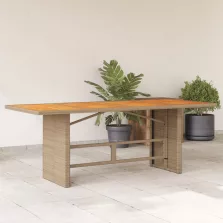   vidaXL bézs polyrattan akácfa lapos kerti asztal 190 x 80 x 74 cm