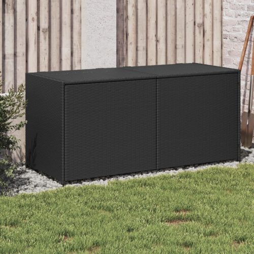 vidaXL fekete polyrattan kerti tárolóláda 283 L