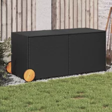   vidaXL fekete polyrattan kerti tárolóláda kerekekkel 283 L