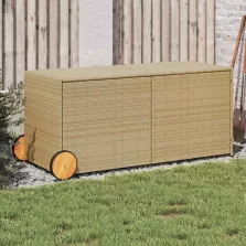   vidaXL vegyes bézs polyrattan kerti tárolóláda kerekekkel 283 L