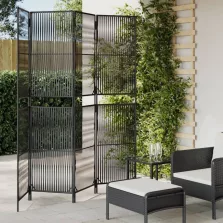 vidaXL fekete 4 paneles polyrattan térelválasztó