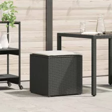   vidaXL Párnás doboz tárolóval Fekete 50 x 50 x 50 cm polirattan