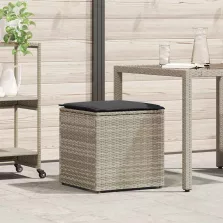   vidaXL Párnás doboz tárolóval Világosszürke 50 x 50 x 50 cm polirattan
