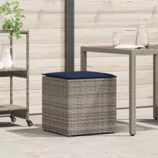   vidaXL Párnás doboz tárolóval Szürke 50 x 50 x 50 cm polirattan