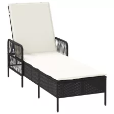   vidaXL napozóágy Fekete és krém szín PE Rattan 157 x 55 x 92 cm