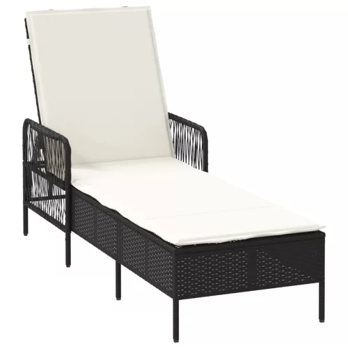 vidaXL napozóágy Fekete és krém szín PE Rattan 157 x 55 x 92 cm