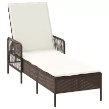   vidaXL Napágy Barna és krémfehér PE Rattan 157 x 55 x 92 cm