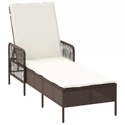 vidaXL Napágy Barna és krémfehér PE Rattan 157 x 55 x 92 cm