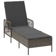   vidaXL Napozóágy Szürke és sötét szürke PE Rattan 157 x 55 x 92 cm