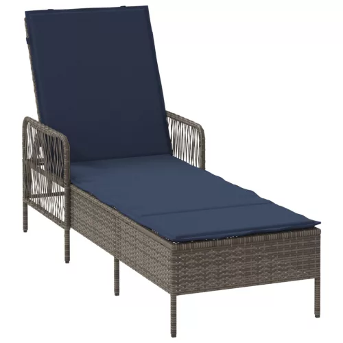 vidaXL Napozóágy Szürke PE Rattan 157 x 55 x 92 cm Összecsukható