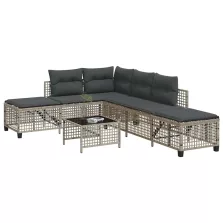   vidaXL 3 részes szürke polyrattan kerti sarokkanapészett párnákkal