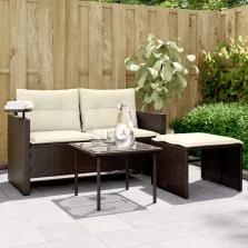   vidaXL 3 részes barna polyrattan kerti ülőgarnitúra párnával