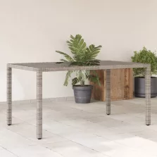   vidaXL szürke polyrattan üveglapos kerti asztal 150 x 90 x 75 cm