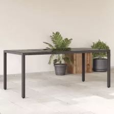   vidaXL fekete polyrattan üveglapos kerti asztal 190 x 90 x 75 cm