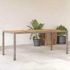   vidaXL szürke polyrattan kerti asztal akácfa lappal 190 x 90 x 75 cm