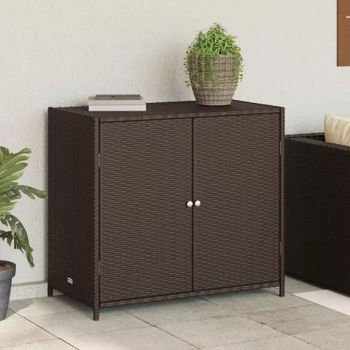 vidaXL barna polyrattan kerti tárolószekrény 83x45x76 cm