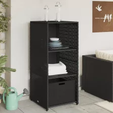   vidaXL fekete polyrattan kerti tárolószekrény 50 x 55 x 115 cm