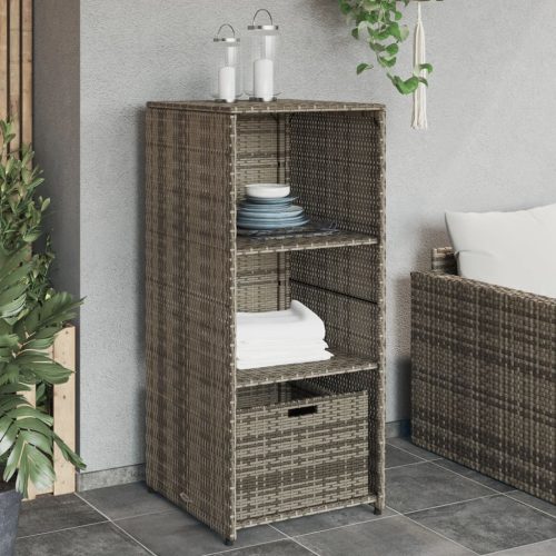 vidaXL szürke polyrattan kerti tárolószekrény 50 x 55 x 115 cm