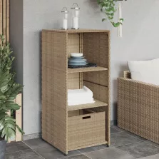   vidaXL bézs polyrattan kerti tárolószekrény 50 x 55 x 115 cm