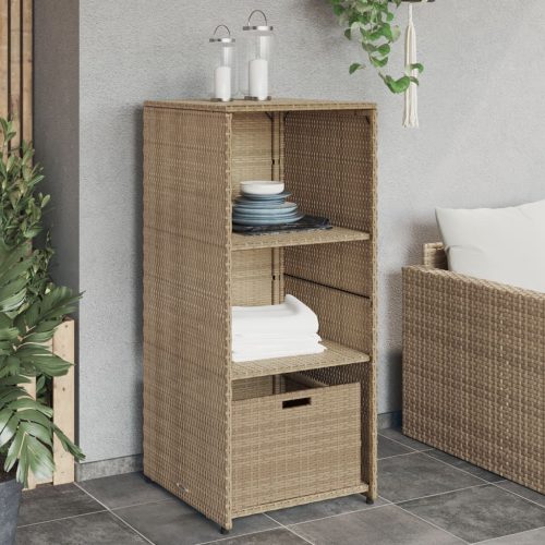 vidaXL bézs polyrattan kerti tárolószekrény 50 x 55 x 115 cm