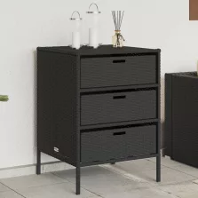   vidaXL fekete polyrattan kerti tárolószekrény 55 x 59 x 80 cm