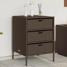   vidaXL barna polyrattan kerti tárolószekrény 55 x 59 x 80 cm