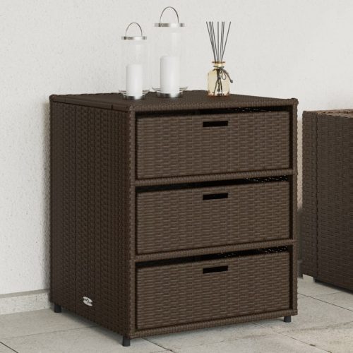 vidaXL barna polyrattan kerti tárolószekrény 55 x 59 x 69 cm