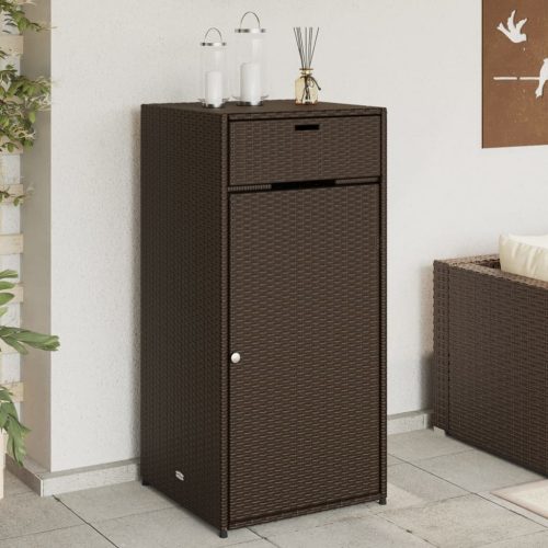 vidaXL barna polyrattan kerti tárolószekrény 55 x 55 x 111 cm