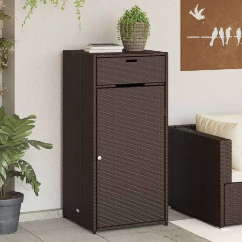 vidaXL barna polyrattan kerti tárolószekrény 55 x 55 x 111 cm