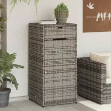   vidaXL szürke polyrattan kerti tárolószekrény 55 x 55 x 111 cm