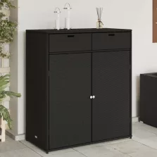  vidaXL fekete polyrattan kerti tárolószekrény 105 x 55 x 113 cm