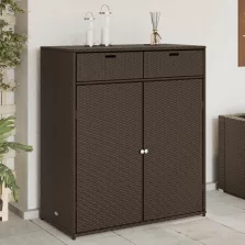   vidaXL barna polyrattan kerti tárolószekrény 105 x 55 x 113 cm