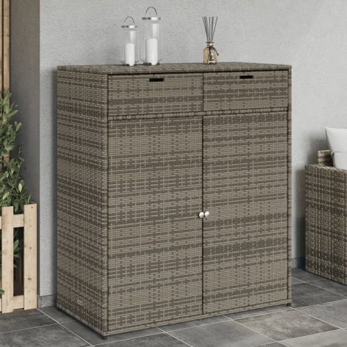 vidaXL szürke polyrattan kerti tárolószekrény 105 x 55 x 113 cm