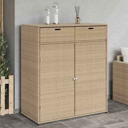 vidaXL bézs polyrattan kerti tárolószekrény 105 x 55 x 113 cm