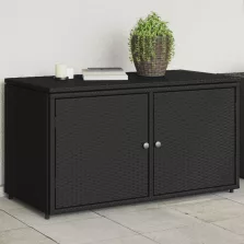   vidaXL fekete polyrattan kerti tárolószekrény 110 x 55 x 60,5 cm
