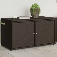   vidaXL barna polyrattan kerti tárolószekrény 110 x 55 x 60,5 cm