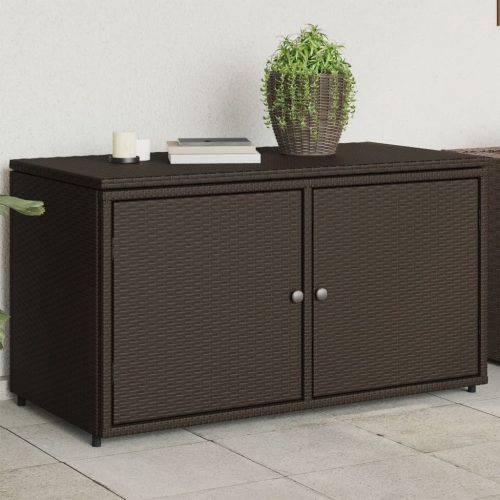 vidaXL barna polyrattan kerti tárolószekrény 110 x 55 x 60,5 cm