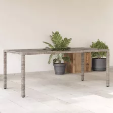   vidaXL szürke polyrattan üveglapos kerti asztal 190 x 90 x 75 cm