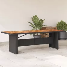   vidaXL fekete polyrattan kerti asztal akácfa lappal 240 x 90 x 75 cm