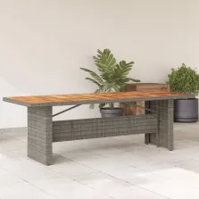   vidaXL szürke polyrattan kerti asztal akácfa lappal 240 x 90 x 75 cm