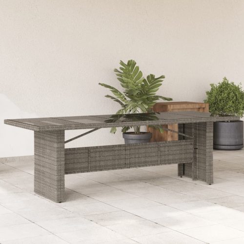 vidaXL szürke polyrattan üveglapos kerti asztal 240 x 90 x 75 cm