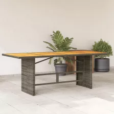   vidaXL szürke polyrattan kerti asztal akácfa lappal 190 x 80 x 75 cm
