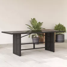   vidaXL fekete polyrattan üveglapos kerti asztal 190 x 80 x 75 cm