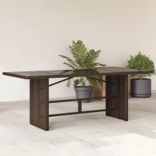 vidaXL barna polyrattan üveglapos kerti asztal 190x80x75 cm