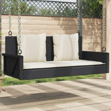   vidaXL fekete polyrattan hintapad párnával 119 x 56 x 48 cm